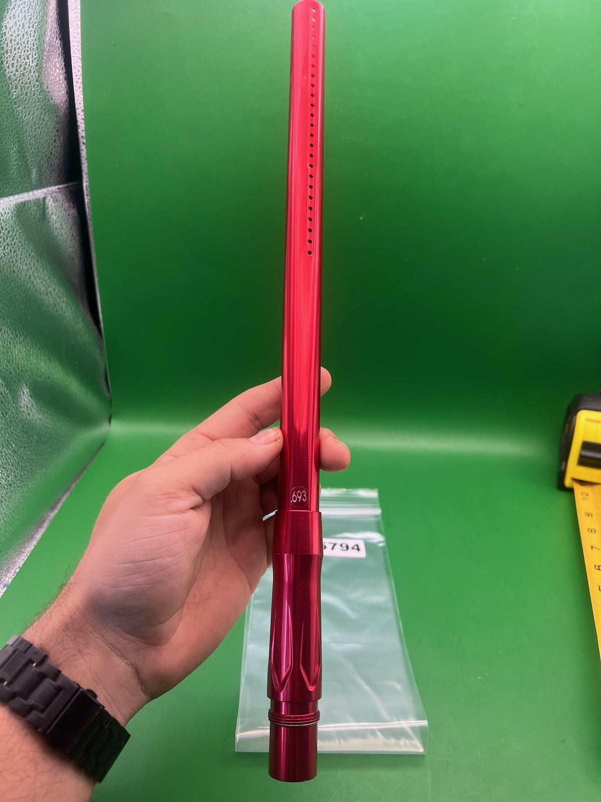 Lucky Autococker Back 16" .693 Red - used paintball barrel back - red anno