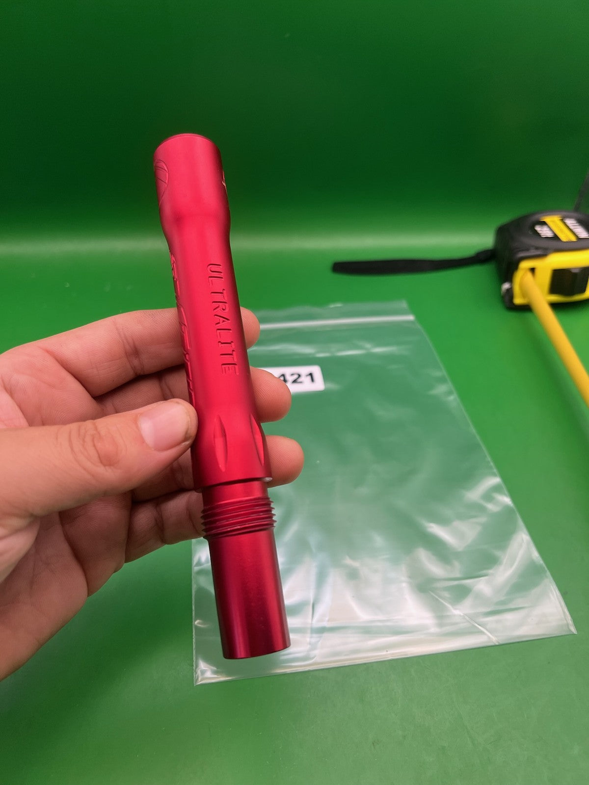 Dye Ultralite Barrel Back Red Angel Threaded - used paintball barrel back - red anno