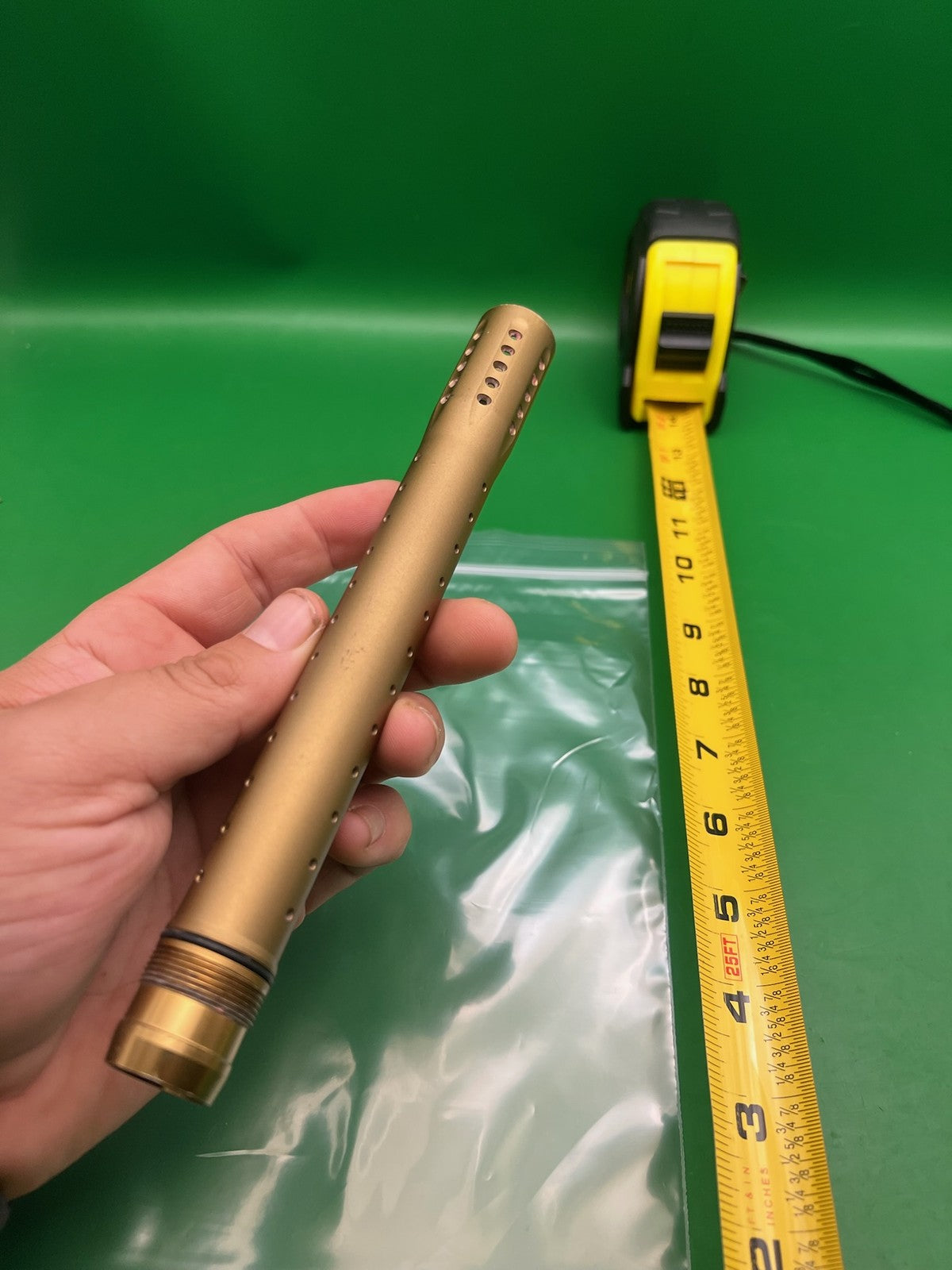 Dye UL 12" Barrel Tip Gold / Tan Aluminum Ported Paintball ULS