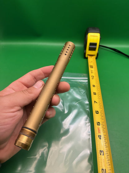 Dye UL 12" Barrel Tip Gold / Tan Aluminum Ported Paintball ULS