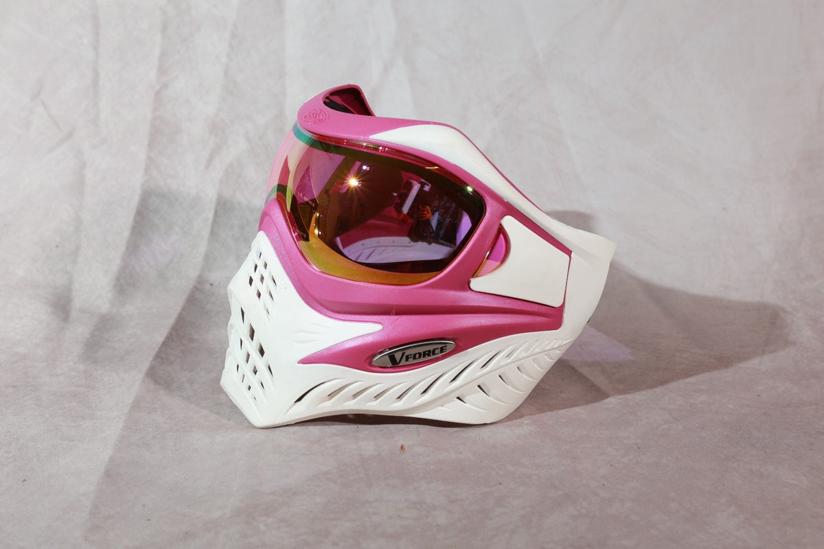 Grillz Paintball Mask Goggle White Pink Vision For Victory