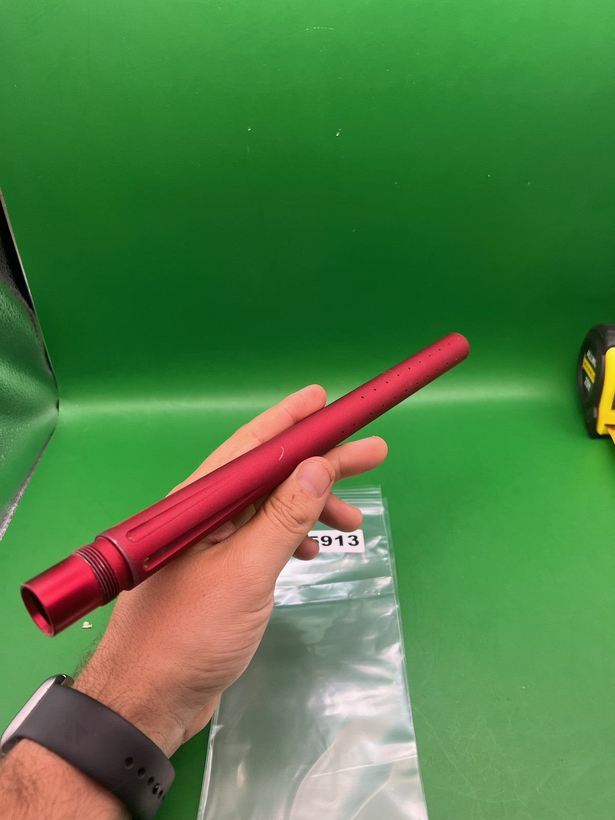Stock Autococker Barrel  .690 Red - used paintball barrel - red anno
