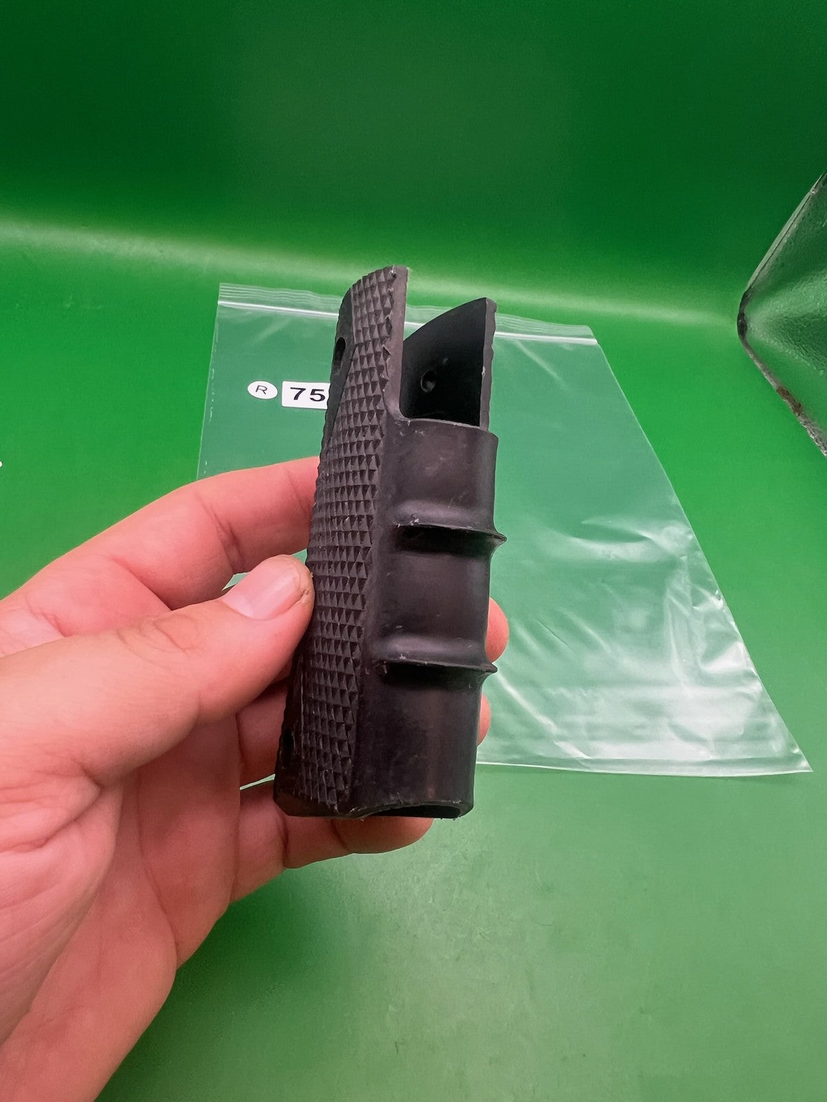 Vintage 45/1911 Style Paintball Grip Panels Black Rubber Diamond Checkered