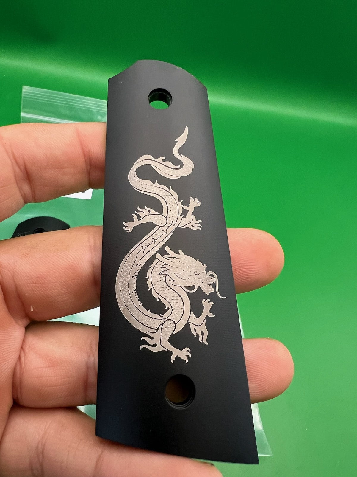 Adrenaline Luxe Anodized Mechanical Grip Panels Black Dragon Engraved