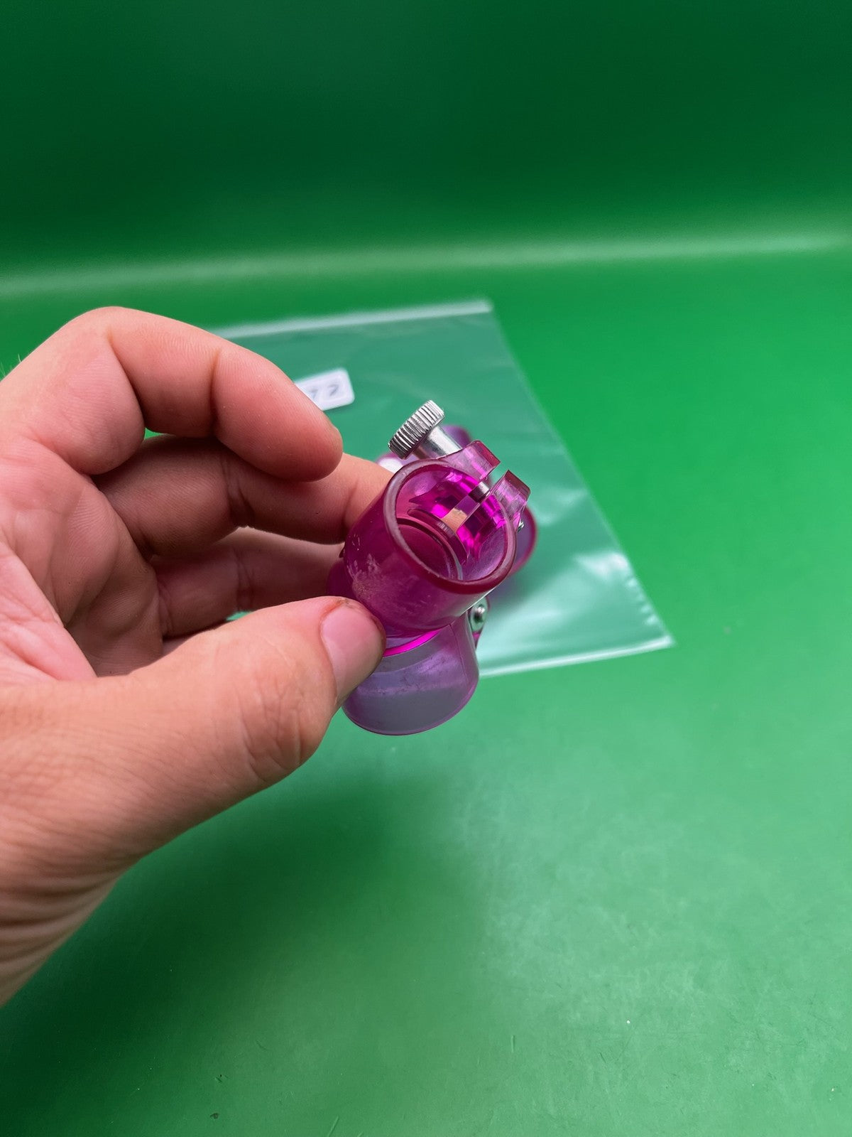 Purple Paintball Elbows - x2 - used paintball feed elbow / feed neck elbow - transparent purple