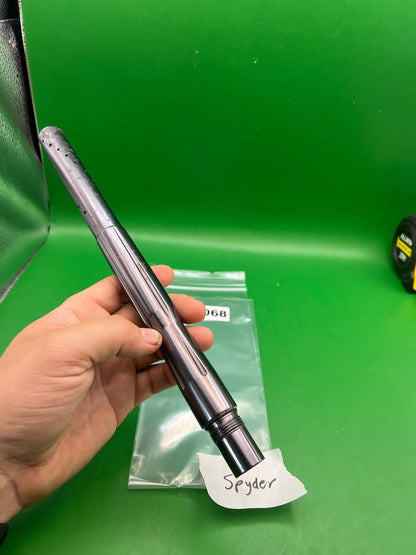 Spyder Two-Piece Barrel 14" .691 Black Silver - used paintball barrel - black/silver