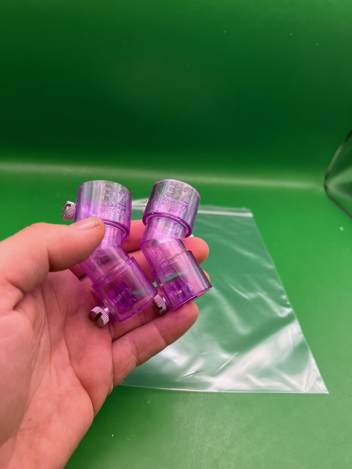 32 DegreesClassic Feedneck Elbow Purple Lot of 2 - used paintball feedneck elbow - purple