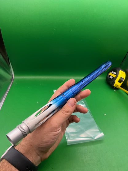 Smart Parts Freak Barrel Blue Silver Fade 14" Shocker Thread - used paintball barrel (two-piece, front/back set) - blue/silver fade