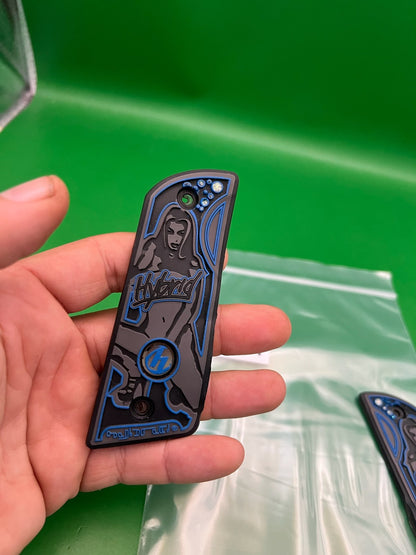 Hybrid PB 1911 45 Style Grip Panels Black Blue Contract Killer Design