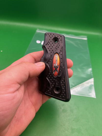 System X 1911/45 Style Paintball Marker Grips Black Rubber Panels