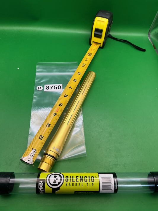 Infamous Silencio Pro DNA Paintball Barrel Tip 14" Gold Aluminum