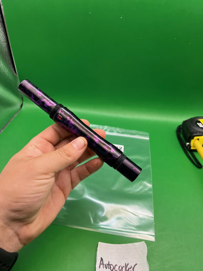 Empire Autococker Back - used paintball barrel back - purple/black splash anno