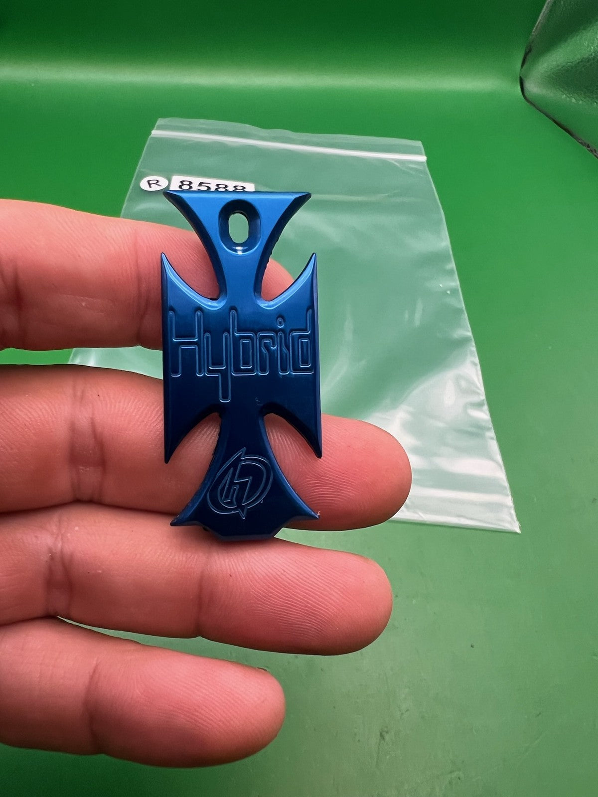 Hybrid Paintball Iron Cross Eye Cover Blue Anodized Aluminum