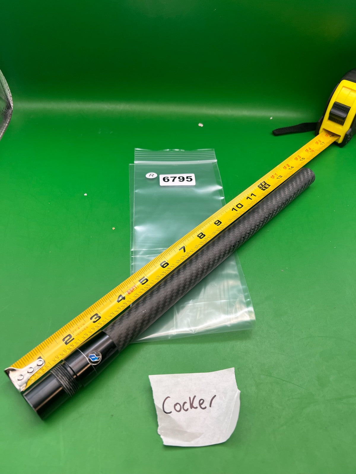 Deadlywind Fibur Carbon Fiber Barrel Autococker Cocker 14" Black - used paintball barrel back - black