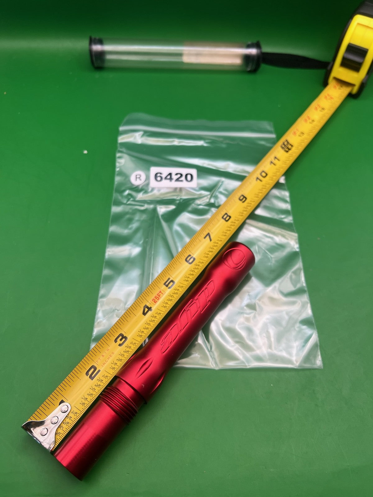 Dye Ultralite Barrel Back Red .689 Angel Threaded - used paintball barrel back - red anno