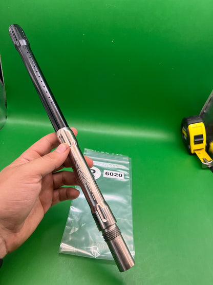 Angel 32* Two-Piece Barrel 14" .689 Silver Black - used paintball barrel - silver/black
