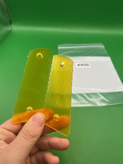 Vintage PB 1911 45 Style Split Grip Panels Yellow Clear Translucent Acrylic