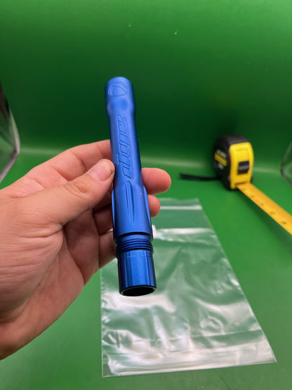Dye UltraLite Barrel Back Blue .692 Bore Autcoocker - used paintball barrel back - blue anno