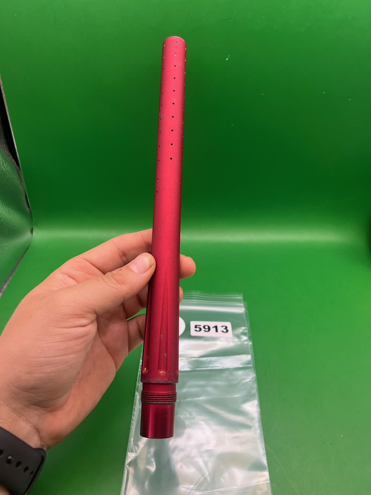 Stock Autococker Barrel  .690 Red - used paintball barrel - red anno