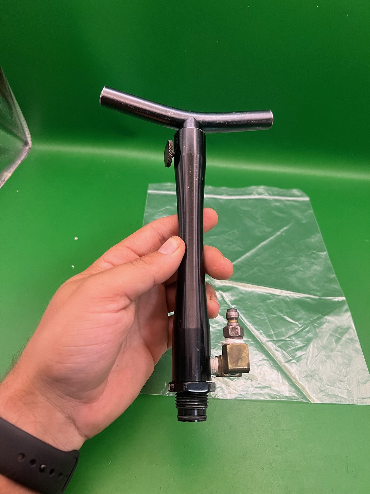 Gas Through Adjustable Paintball Stock Black T-Handle CO2 HPA Pump