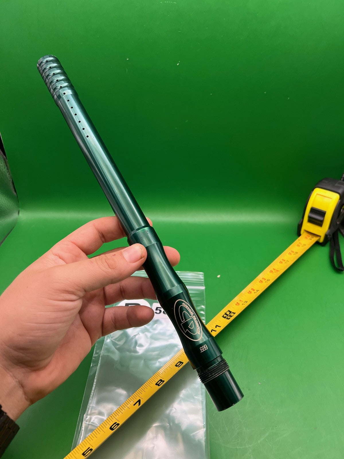 CP Custom Products Two Piece Barrel 14" .689 Dark Green - used paintball barrel (two-piece) - dark green