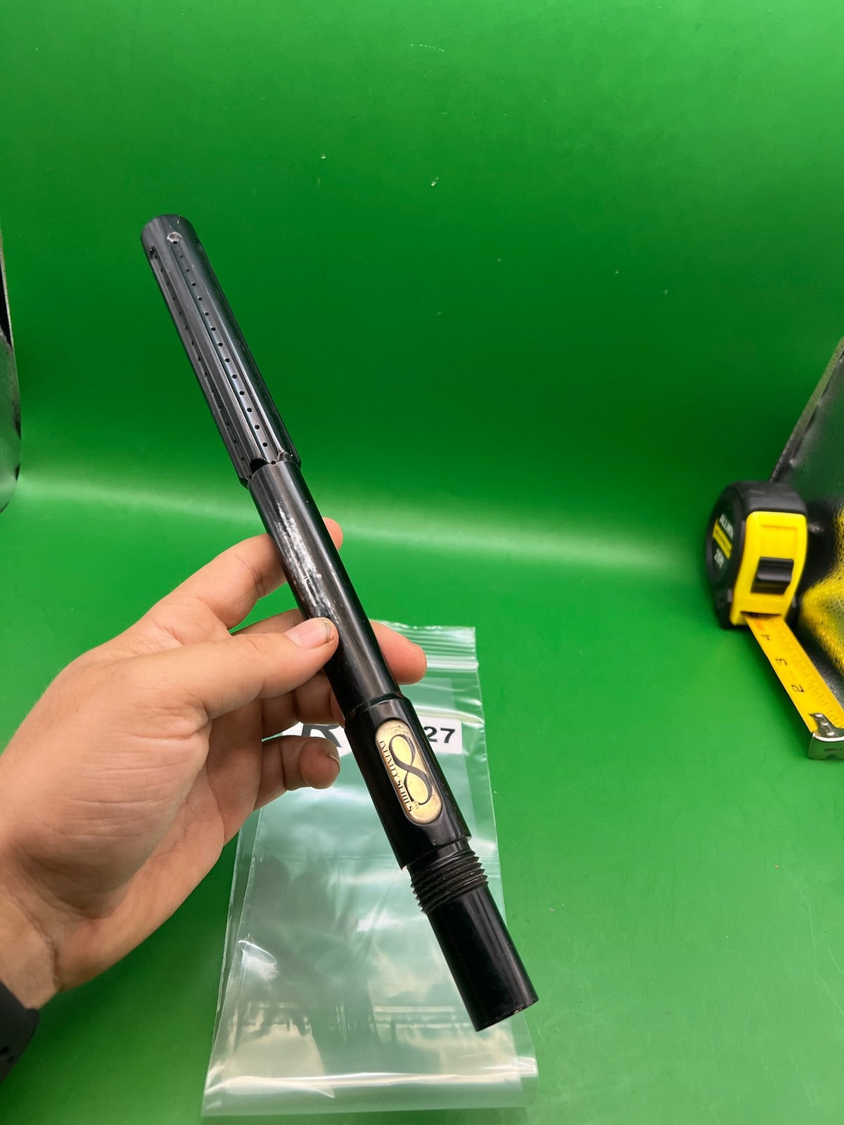 Angel Infinity Barrel Back 14" .688 Black - used paintball barrel back - black