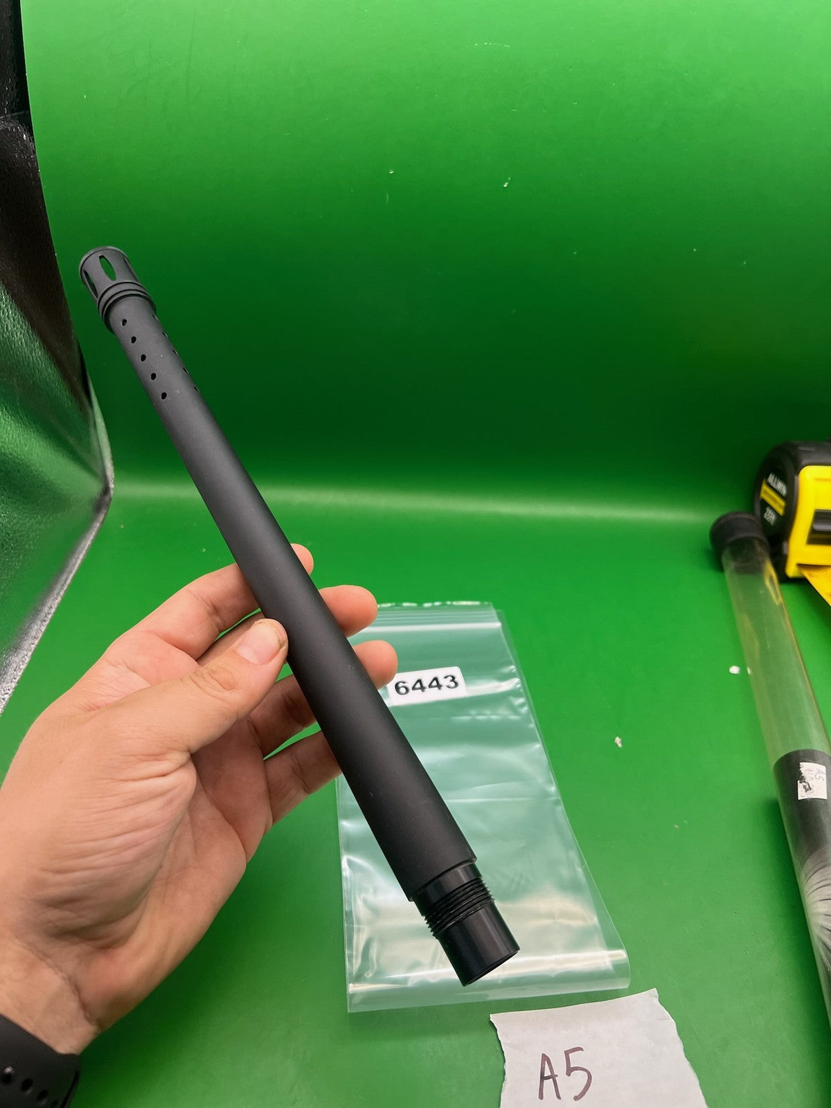 Complex Barrel Back Black .690 14" Tippmann A5 - used paintball barrel back - black