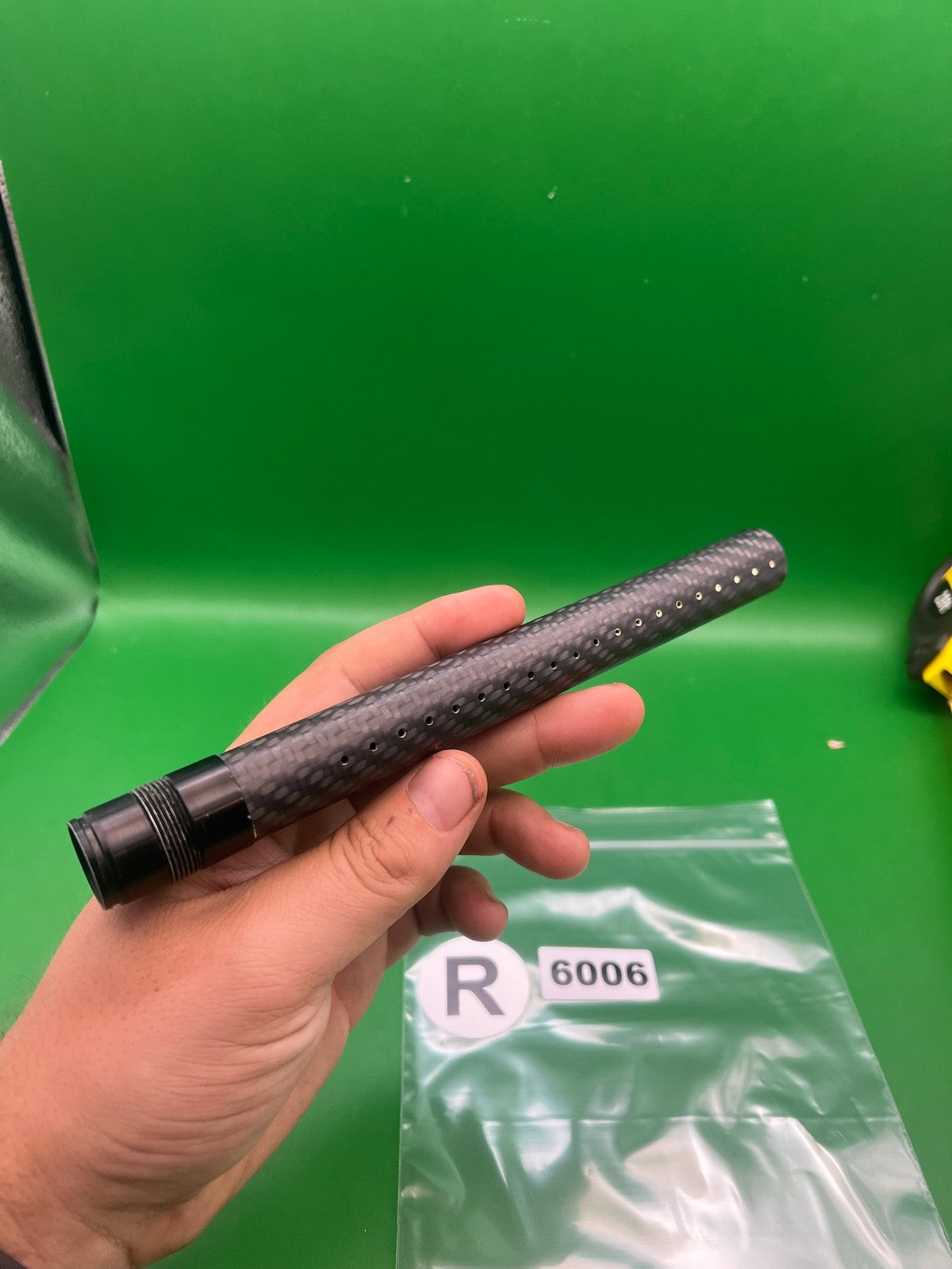 Dye Ultralight Carbon Barrel Tip - used paintball barrel tip - black carbon fiber