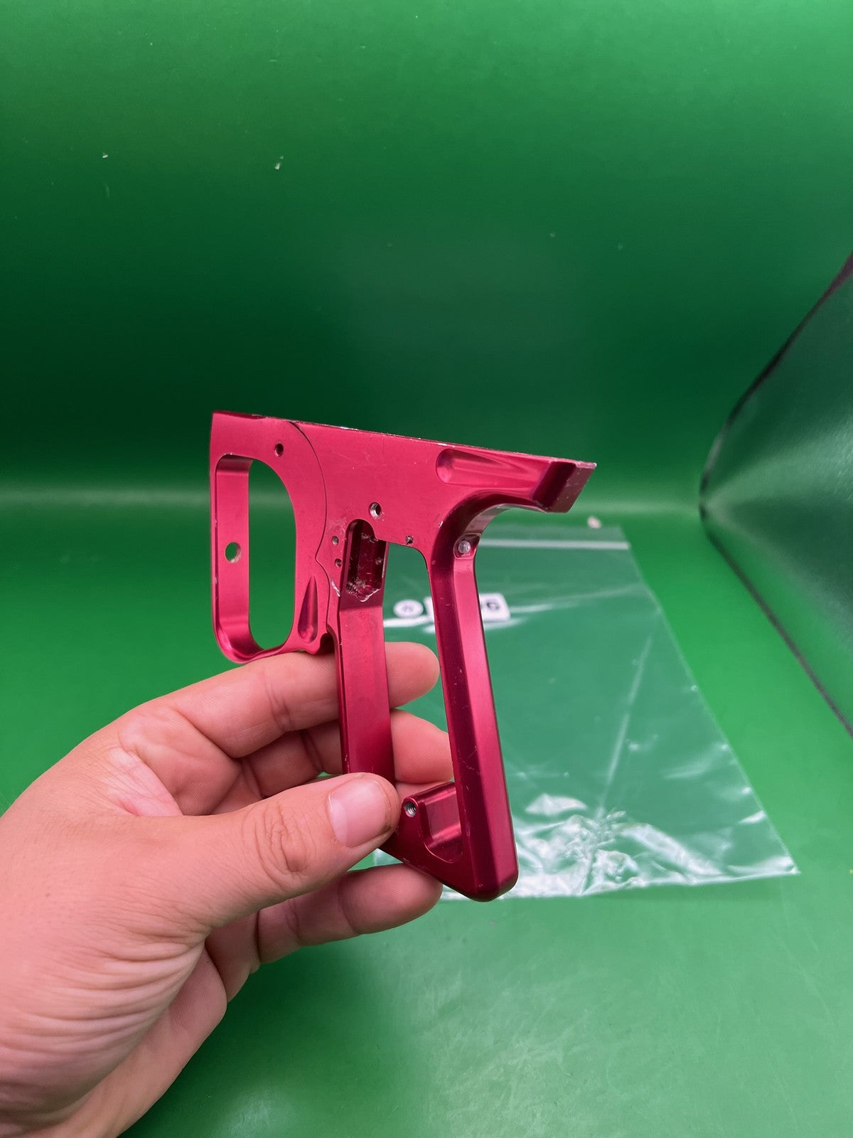Red Smart Parts Shocker SFT Frame - used paintball trigger frame - red anno