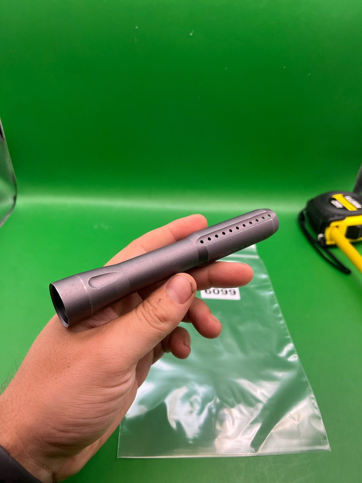 Scepter Tip 5" Ported Gray Aluminum - used paintball barrel tip - gray
