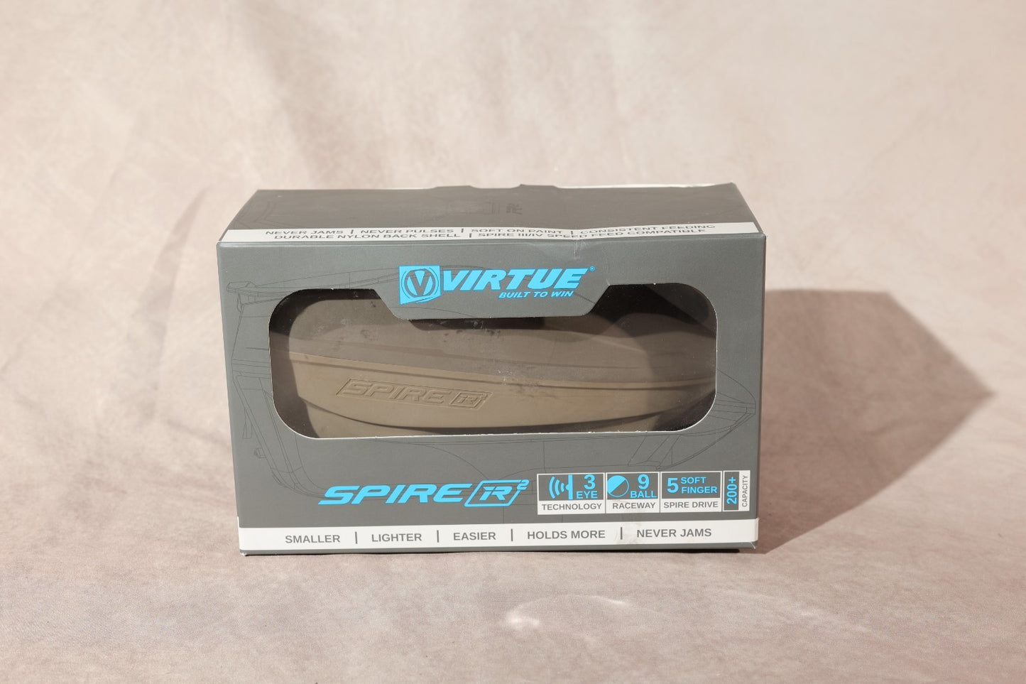 Virtue Spire IR2 Paintball Hopper Loader 200+ Capacity New In Box Tan