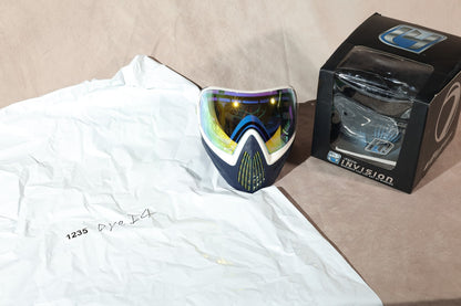Dye I4 Invision Paintball Mask Goggle Blue White Gold Mirror Lens With Box
