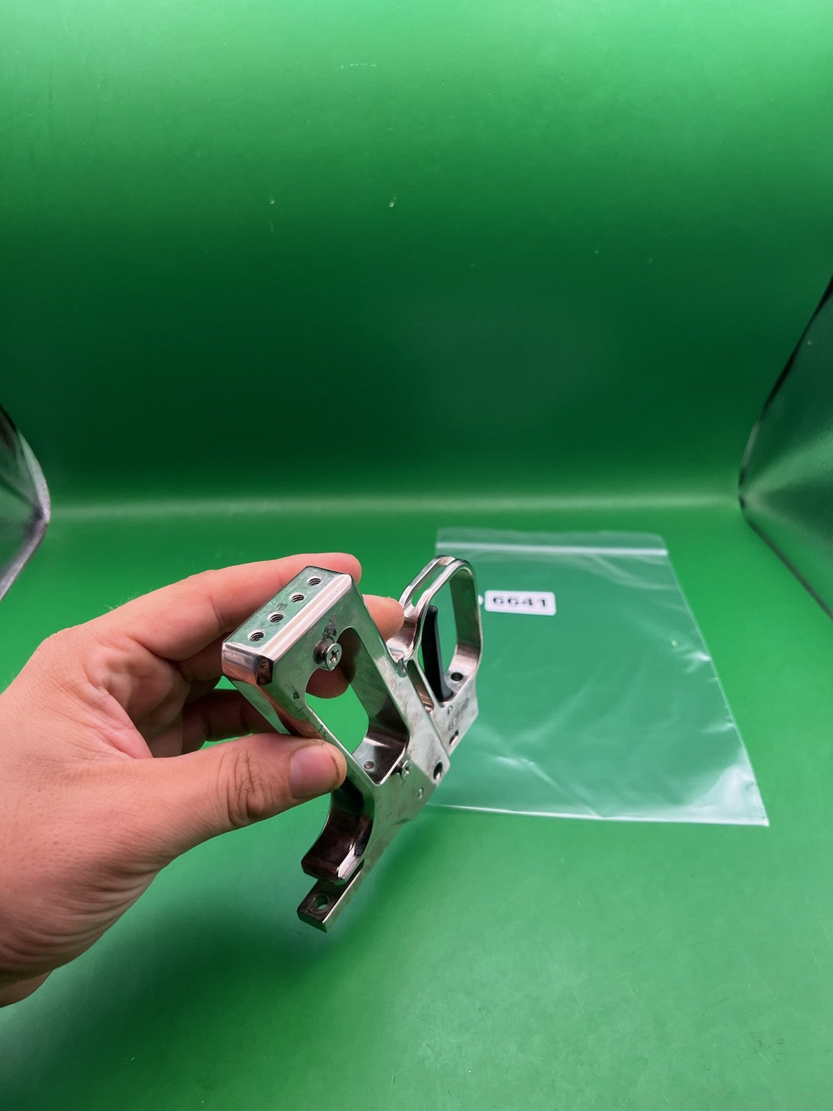 WGP Autcocker Hinge Frame - used paintball grip frame - silver/nickel