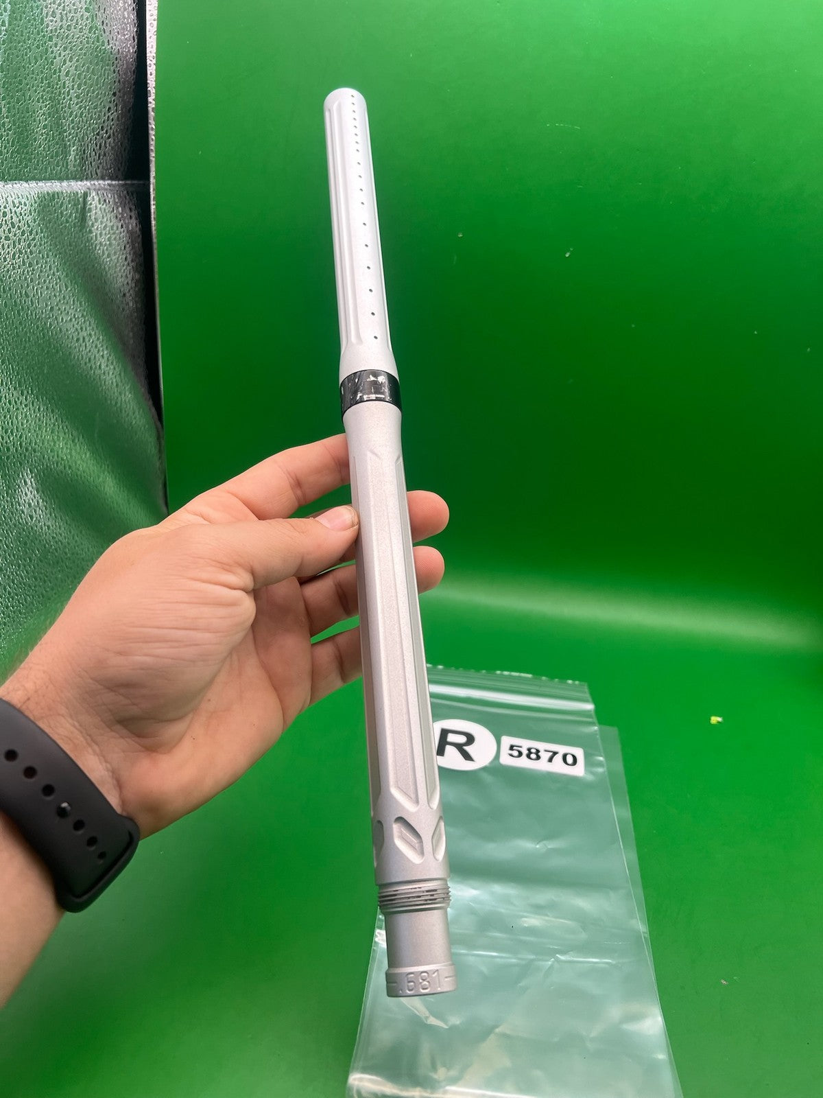 HK Autococker Barrel 14" .681 Silver - used paintball barrel - silver