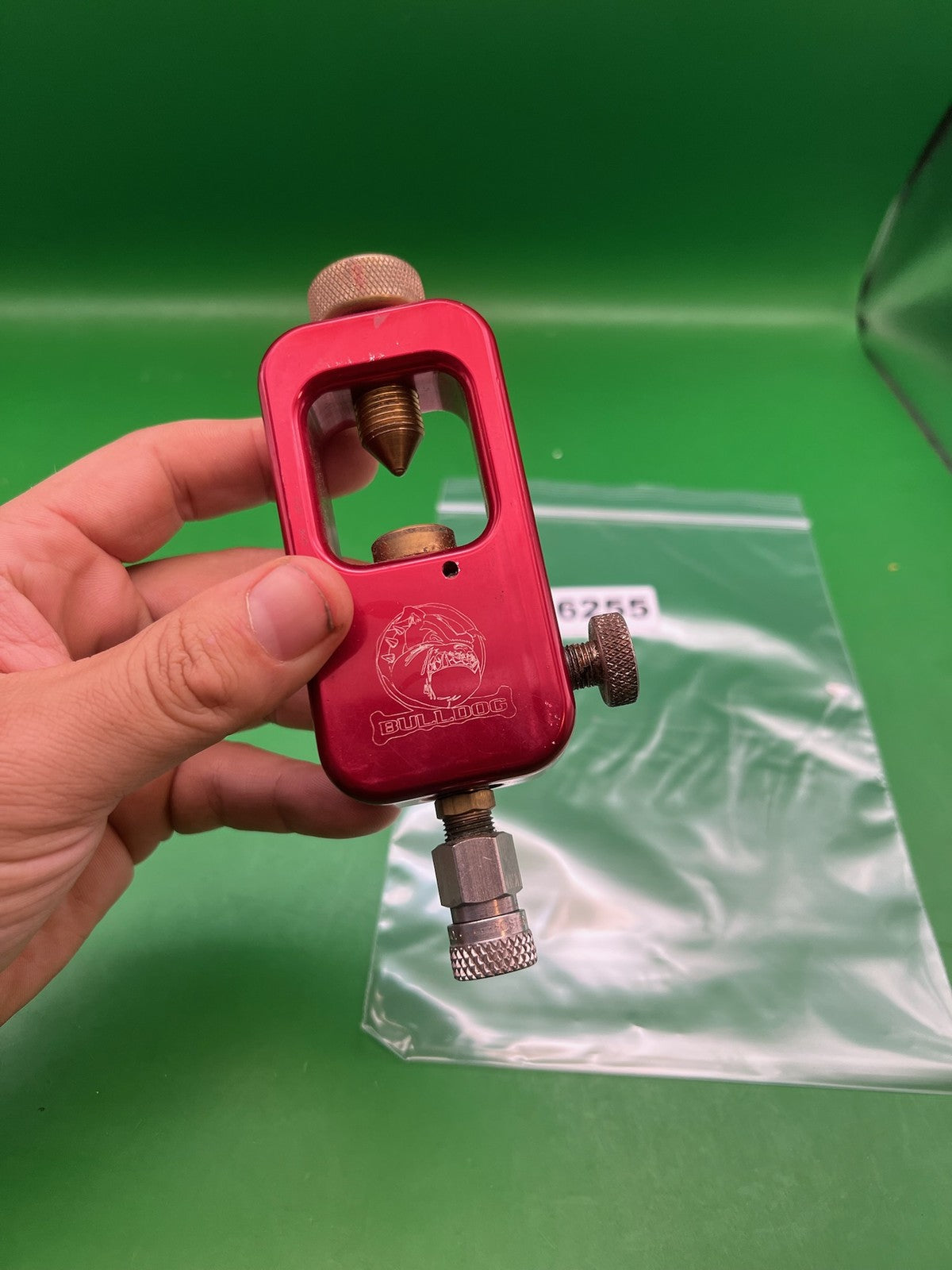 Bulldog Red Scuba Tank Adapter with Gauge Red - used paintball scuba tank adapter / fill station - red