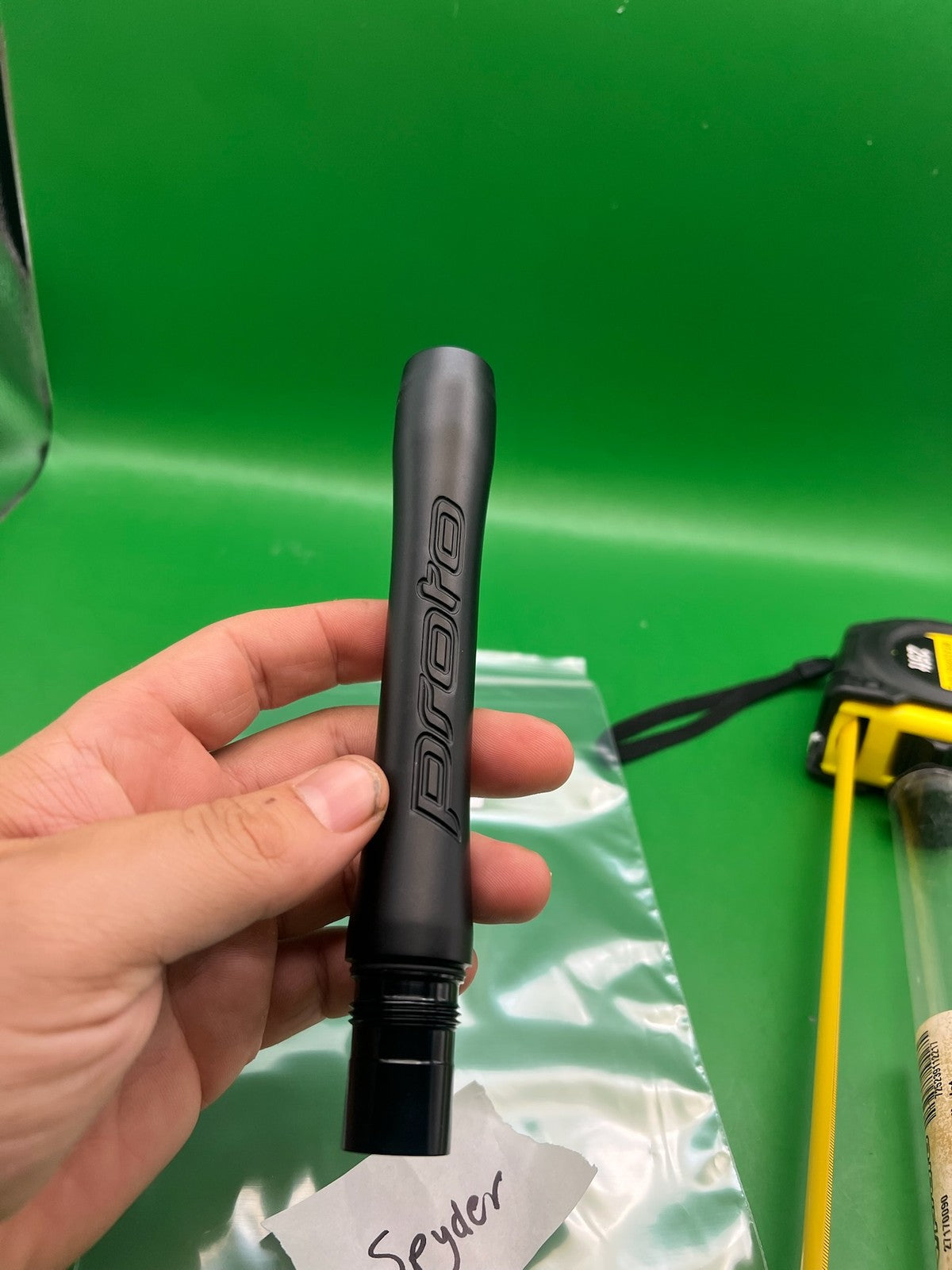 Proto Paintball Barrel Back Spyder 5" Black - used paintball barrel back - black