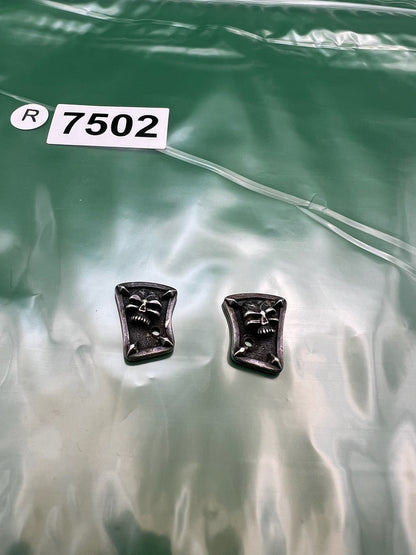 Steel Flame Bob Long G6R Intimidator Eye Covers Pair .925 Silver Skull