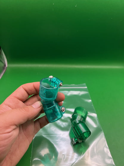 Green Paintball Elbows - x2 - used paintball feedneck elbow - teal / green transparent