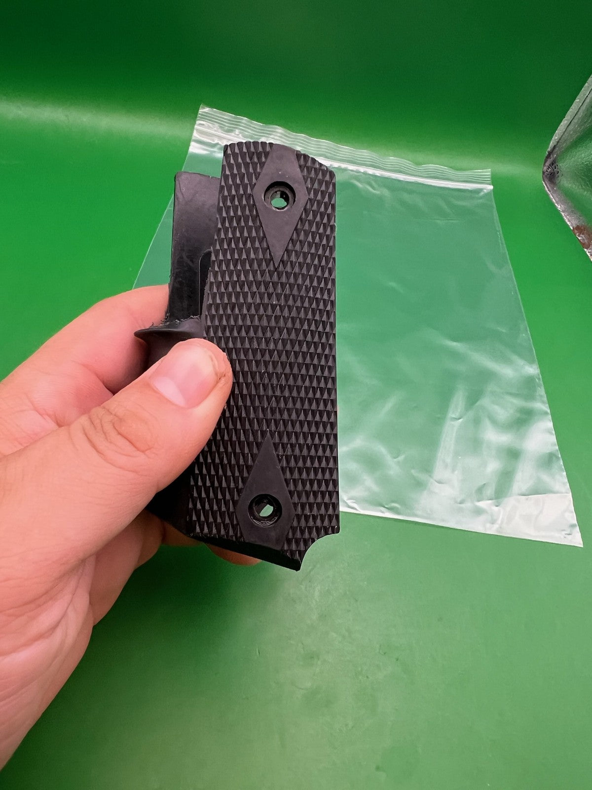 Smart Parts 1911 45 Style Grip Panels Black Checkered Rubber Paintball Grips
