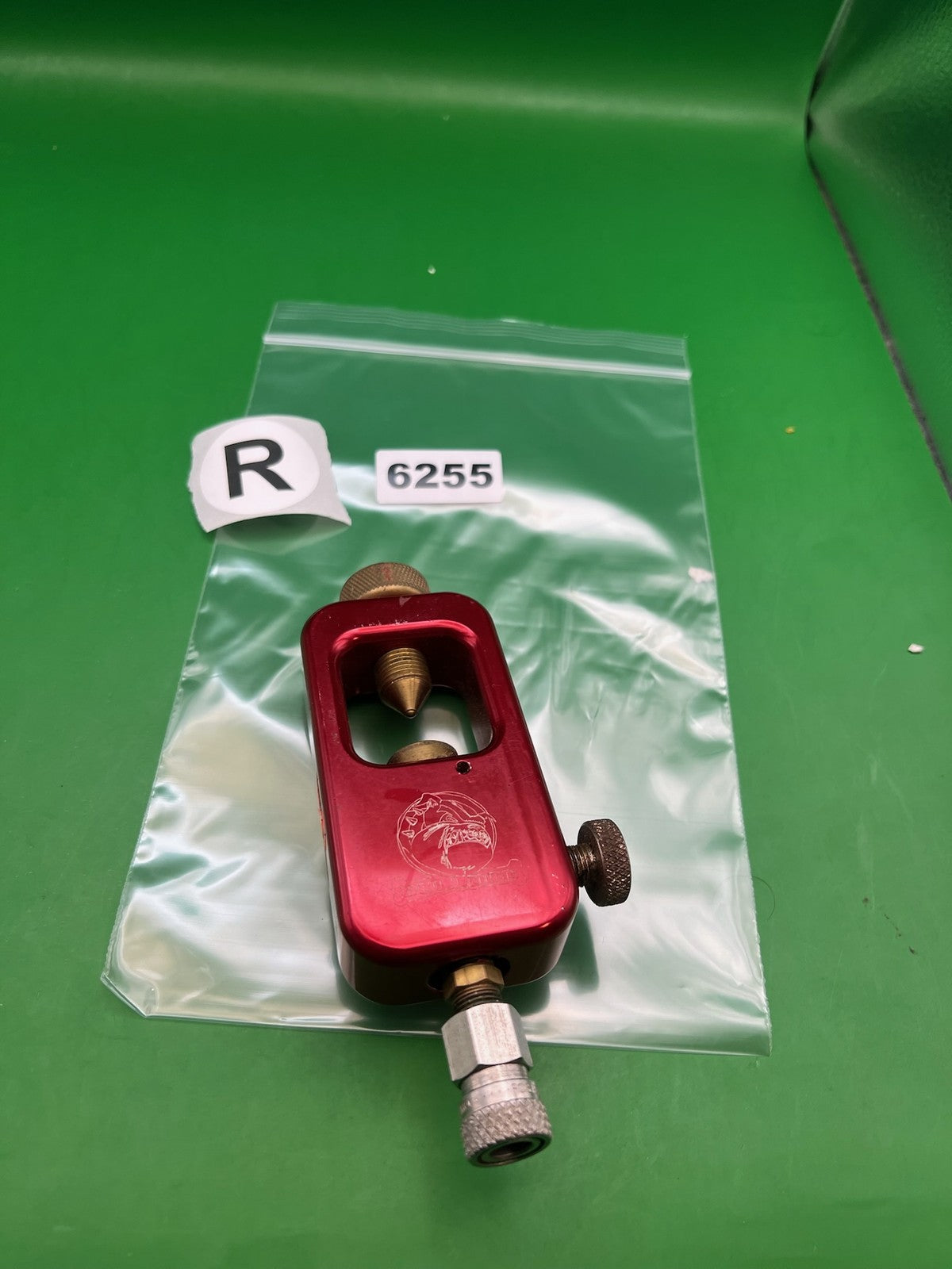 Bulldog Red Scuba Tank Adapter with Gauge Red - used paintball scuba tank adapter / fill station - red