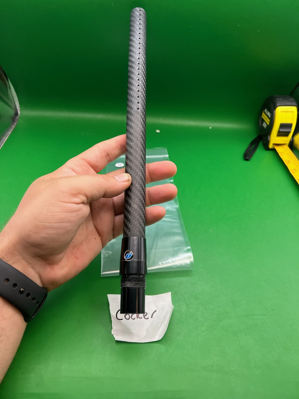 Deadlywind Fibur Carbon Fiber Barrel Autococker Cocker 14" Black - used paintball barrel back - black