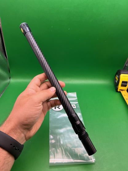 Stiffi Angel Carbon Fiber Barrel Back 14" - used paintball barrel back - black/carbon fiber