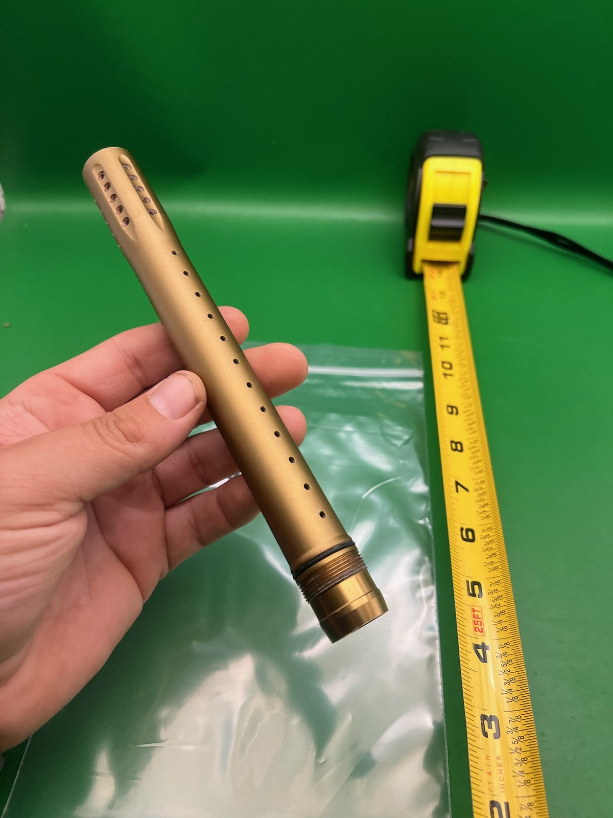 Dye UL 12" Barrel Tip Gold / Tan Aluminum Ported Paintball ULS