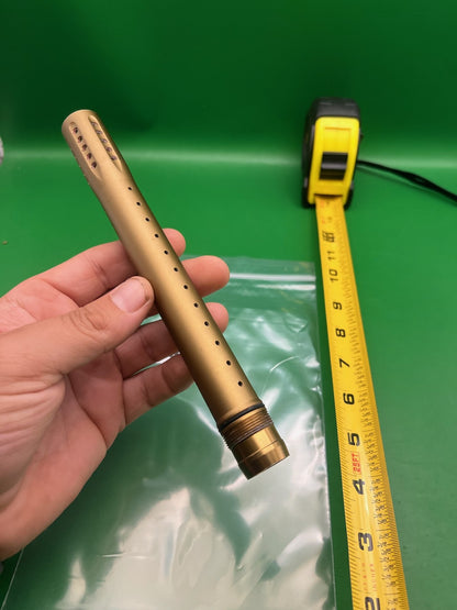 Dye UL 12" Barrel Tip Gold / Tan Aluminum Ported Paintball ULS