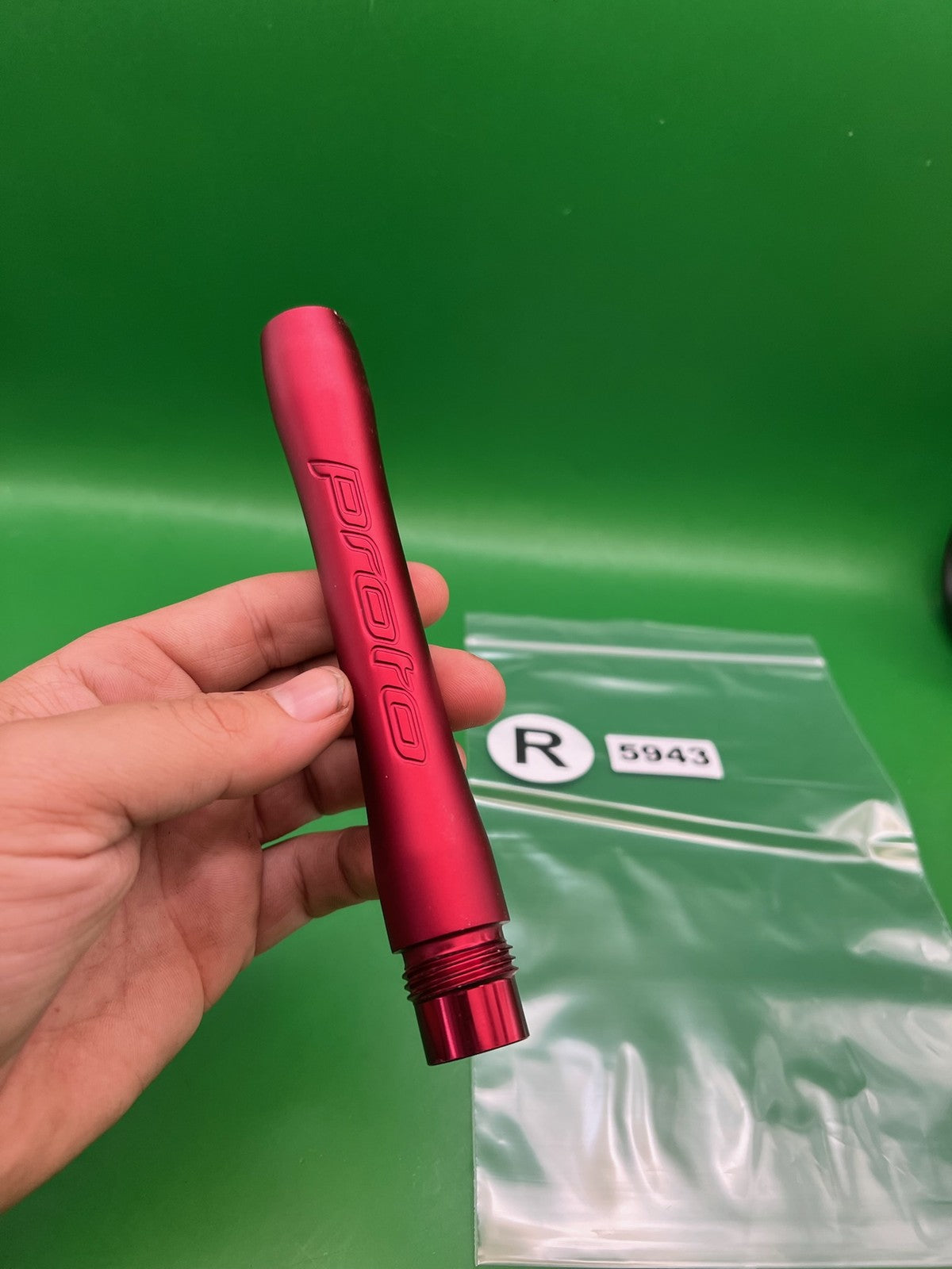Ion Luxe Proto Barrel Back 8" .694 Red - used paintball barrel back - red anno