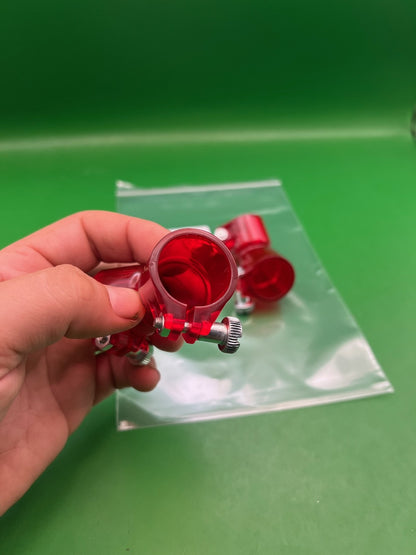Pair of Two Red Paintball Right Feed Elbows - used paintball feed elbow - red