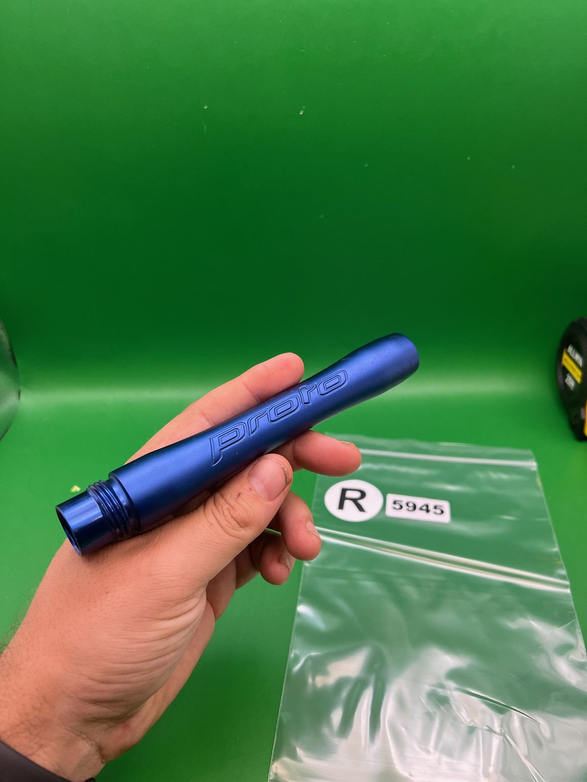 Ion / Luxe Proto Barrel Back 7" .689 Blue - used paintball barrel back - blue anno