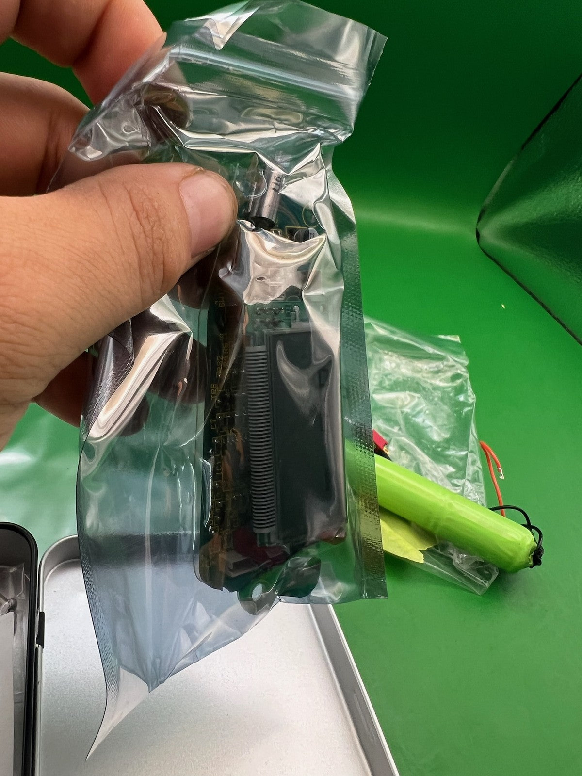 Stock Board from a Dark Angel LCD - Board tested, Battery Dead - used paintball board - green pcb/black