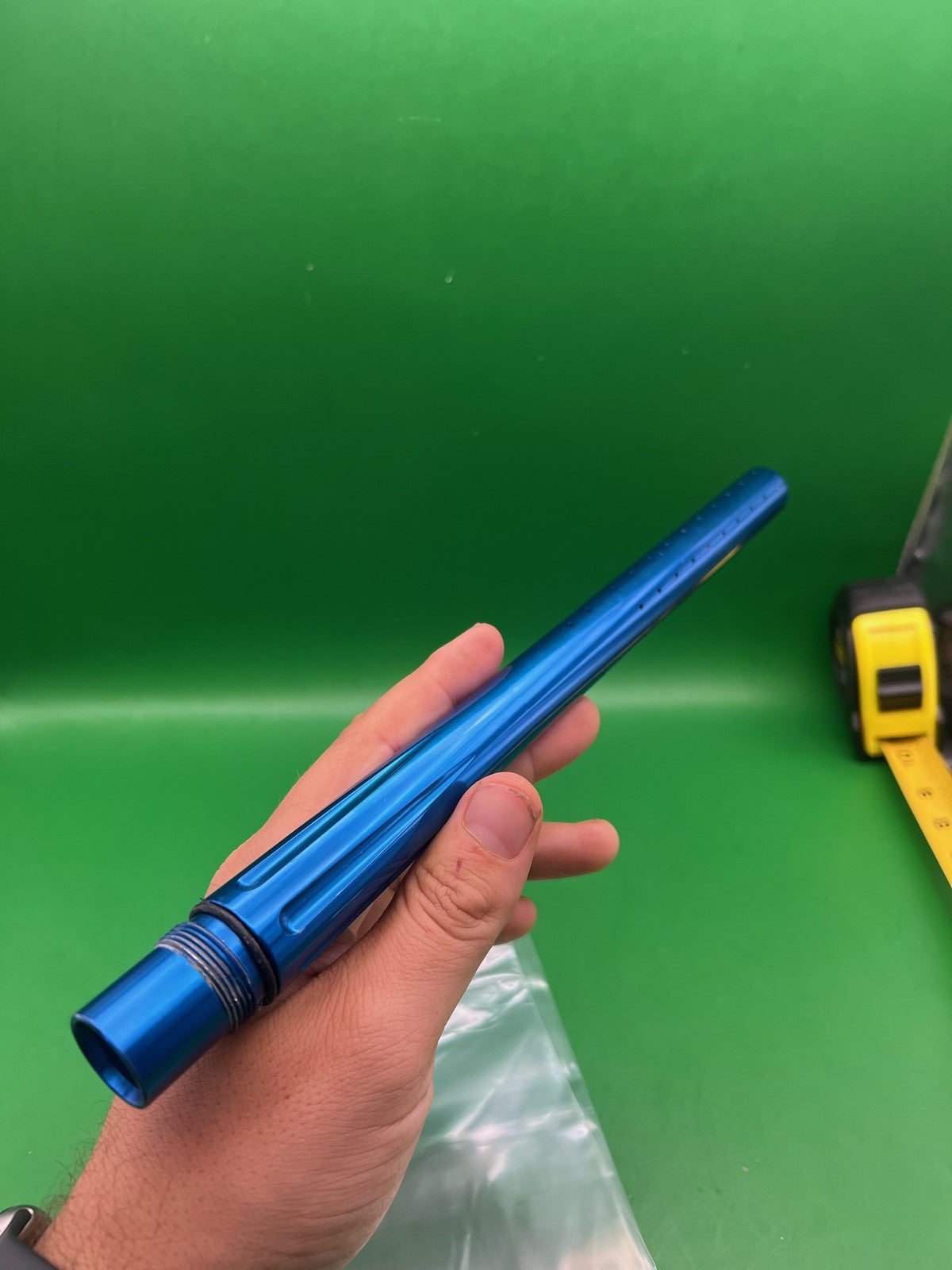 Stock Autococker 12" .688 Blue - used paintball barrel - blue anno
