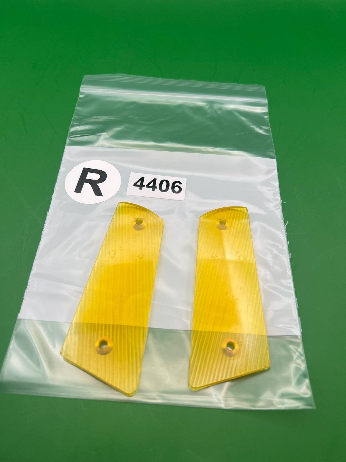 Vintage PB 1911 45 Style Split Grip Panels Yellow Clear Translucent Acrylic